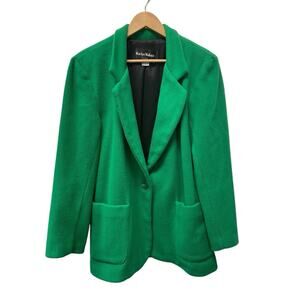 VTG 90s Marilyn Wallace Wool Blazer Coat Womens Size Medium Green Boho Retro